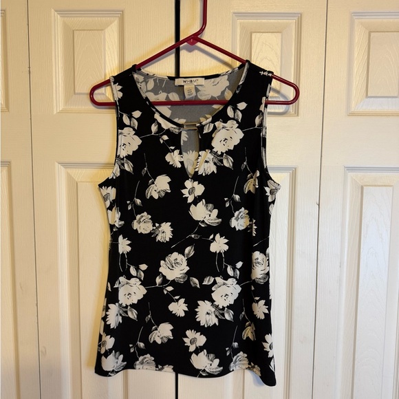 White House Black Market Tops - White House Black Market Black and‎ White Floral Tank Top